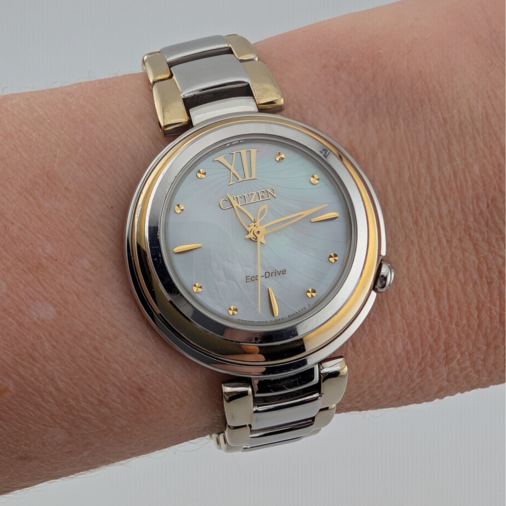 Citizen L Sunrise Eco-Drive Sapphire MOP Two Tone Women's Watch E031-S093279 - Picture 3 of 11